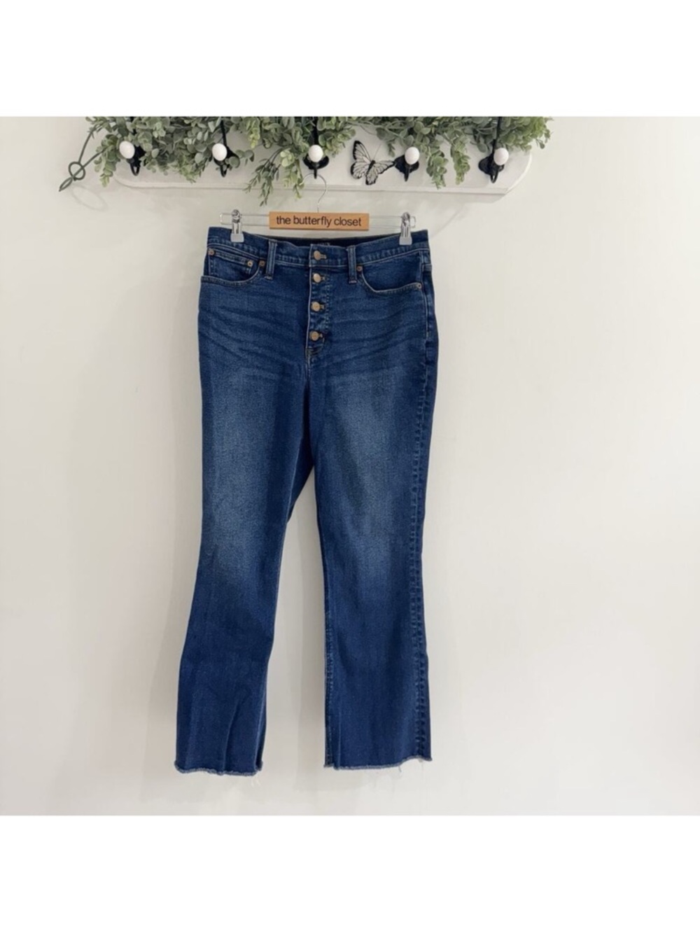 J. Crew High Rise Flare Crop Jeans With Button Fly Size 30 Tall KD